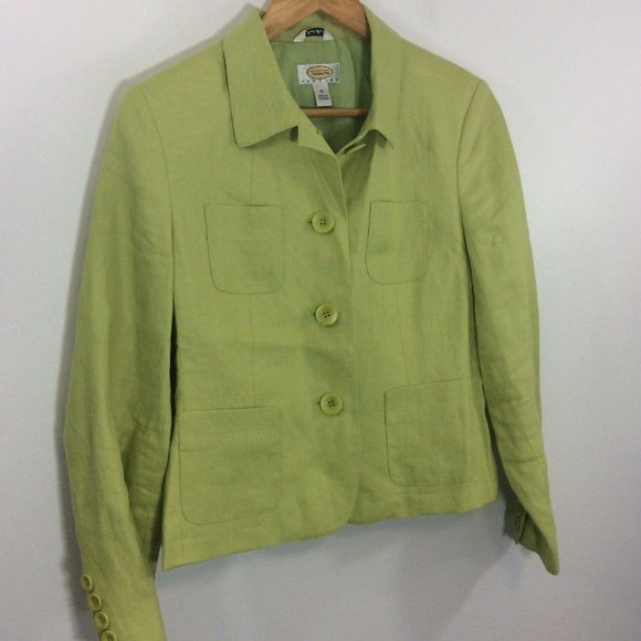 Talbots Womens Size 10 Petite Green Irish Linen - Picture 3 of 6